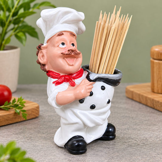 Premium Chef Design Toothpick Holder – Cute Cartoon Chef Figurine Toothpick Stand & Decorative Kitchen Table Organizer
