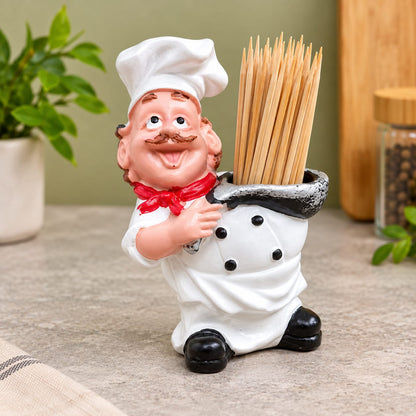 Premium Chef Design Toothpick Holder – Cute Cartoon Chef Figurine Toothpick Stand & Decorative Kitchen Table Organizer