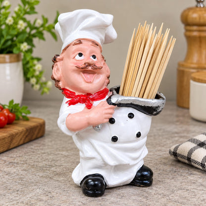 Premium Chef Design Toothpick Holder – Cute Cartoon Chef Figurine Toothpick Stand & Decorative Kitchen Table Organizer