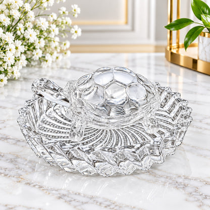 Luxury Turtle-Shaped Serving Bowl with Designer Round Tray – 2 Pc Decorative Serveware Set